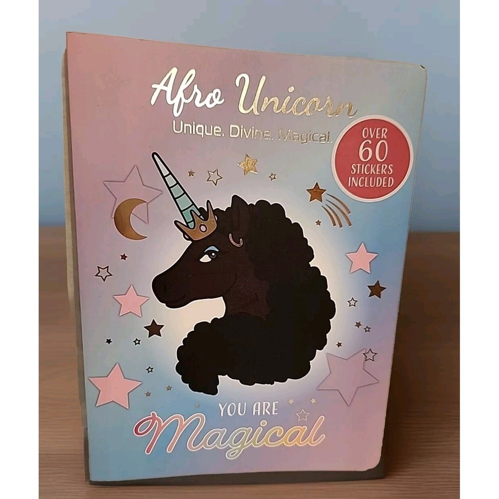 Afro Unicorn You Are Magical Lined Journal Notebook Gartner Studios 60 Stickers